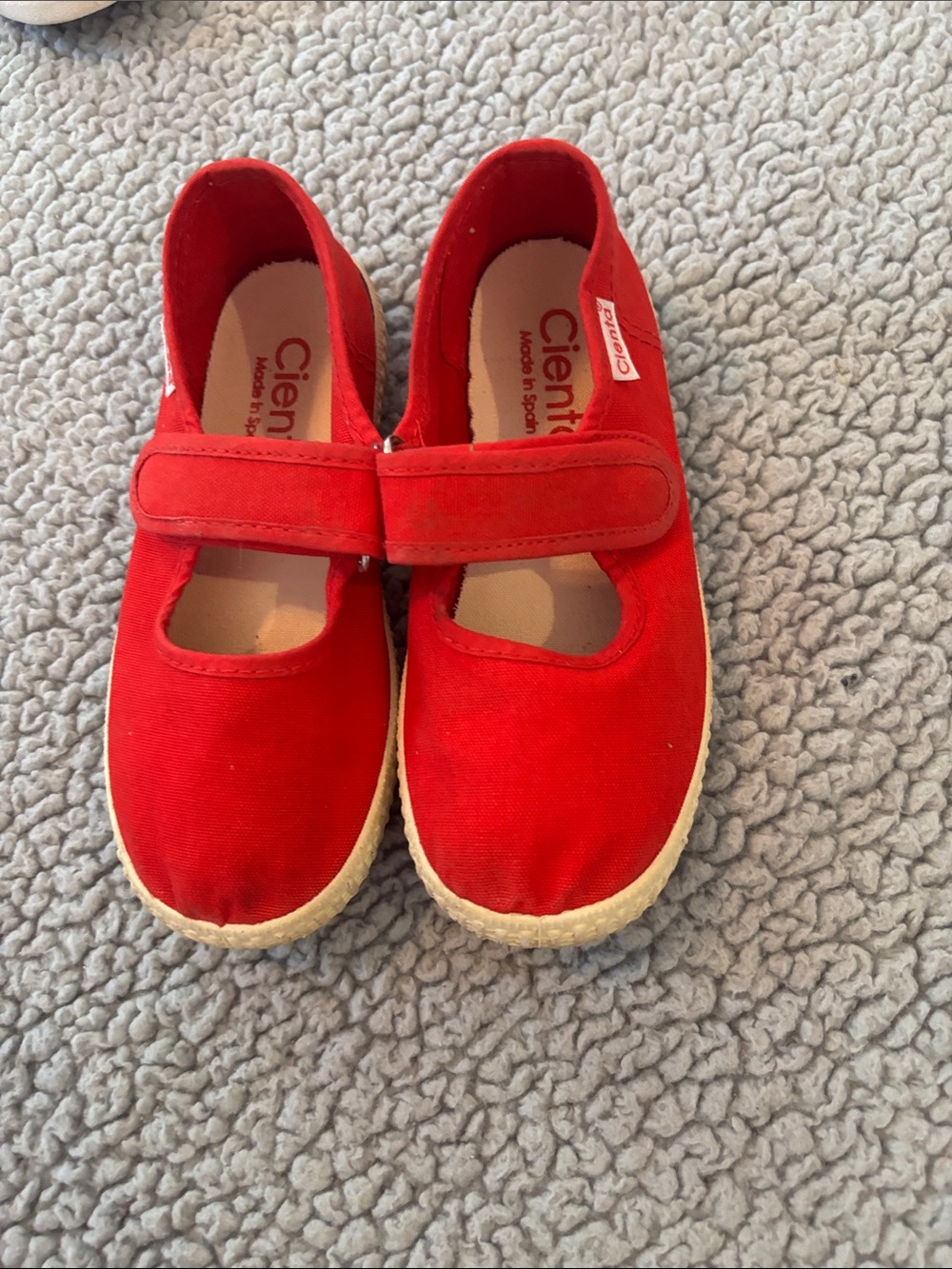 Cienta Red Mary Jane Canvas Slip-On Shoes for Kids